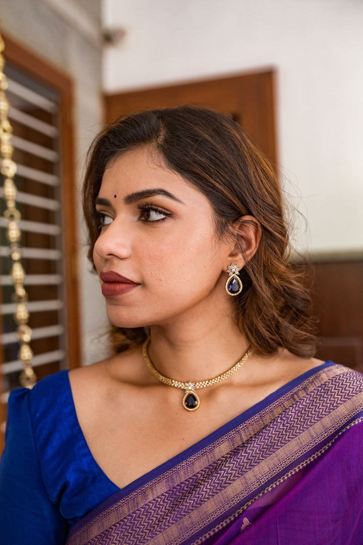 Lux - Navy Drop Stone Necklace - N2620