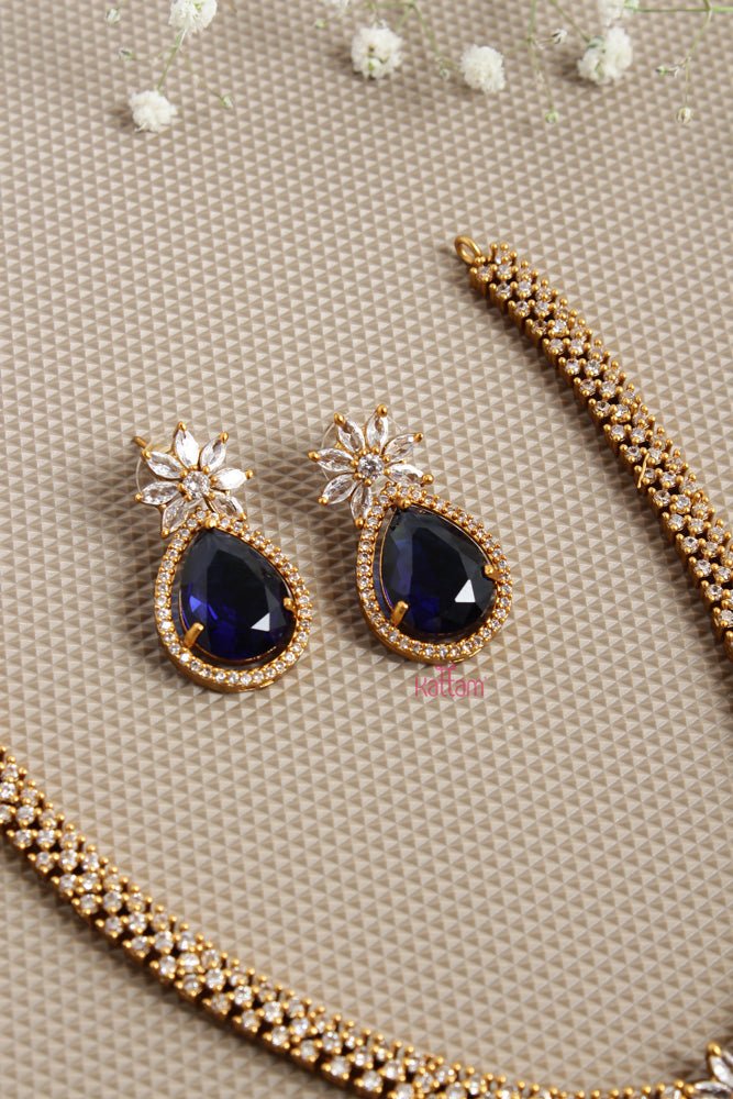Lux - Navy Drop Stone Necklace - N2620