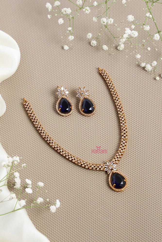 Lux - Navy Drop Stone Necklace - N2620