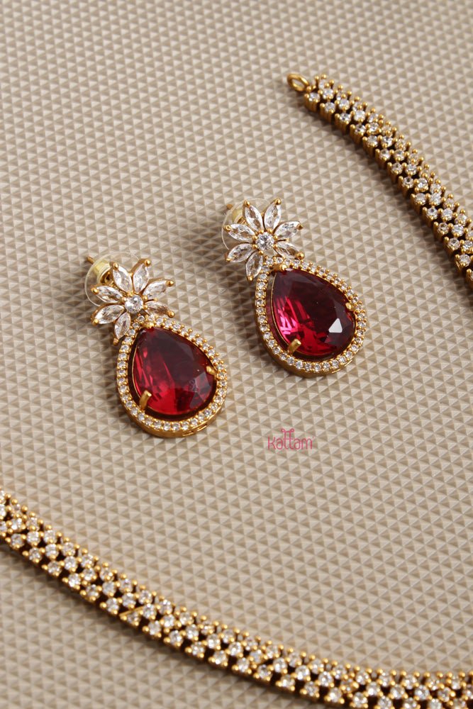 Lux - Ruby Drop Stone Necklace - N2618