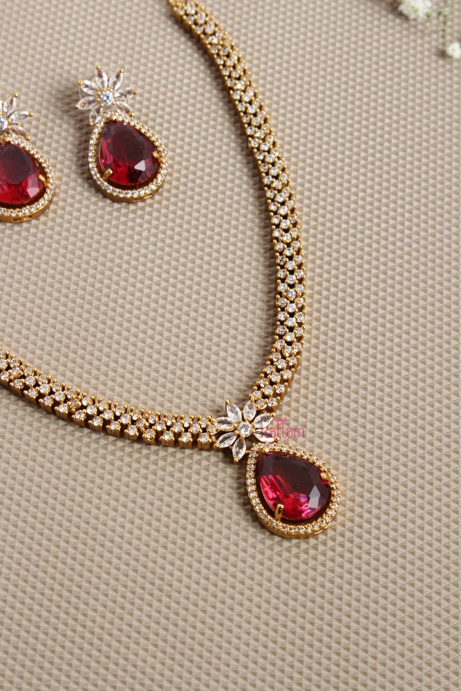 Lux - Ruby Drop Stone Necklace - N2618