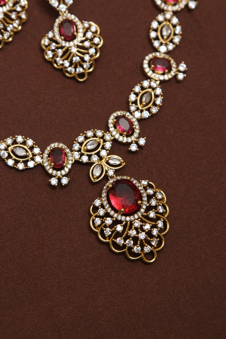Lydia - Drop Ruby Stone Necklace - N3550