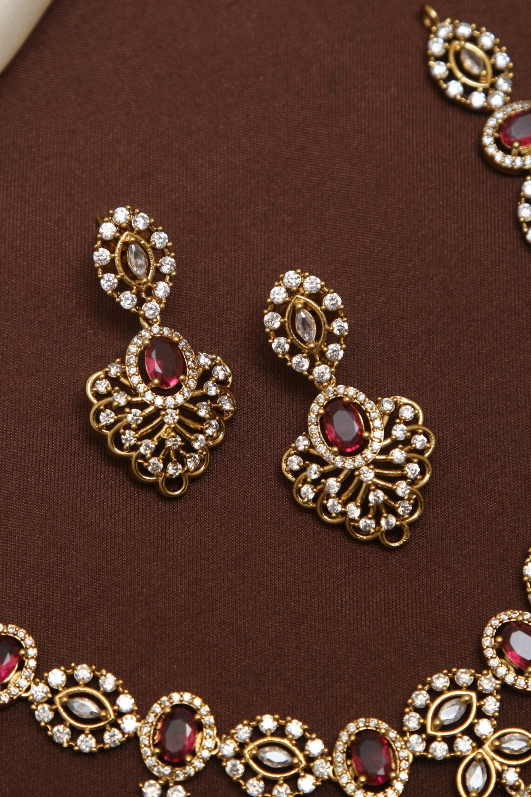 Lydia - Drop Ruby Stone Necklace - N3550