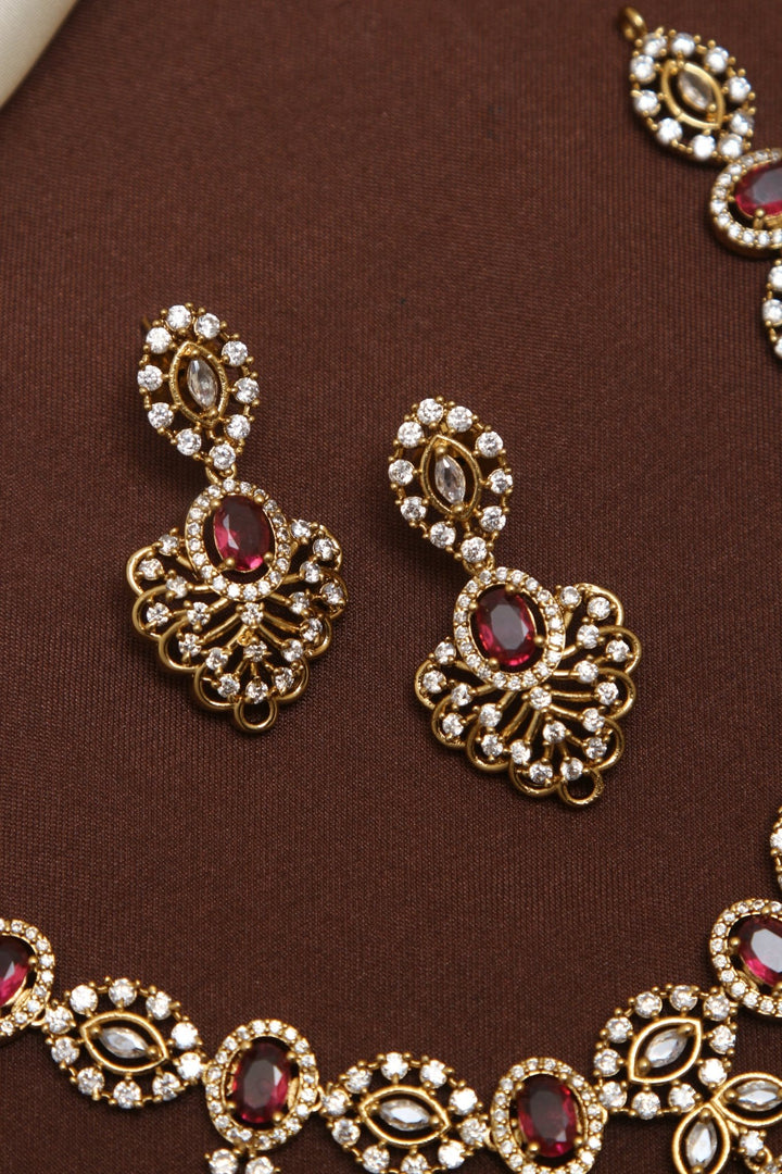 Lydia - Drop Ruby Stone Necklace - N3550