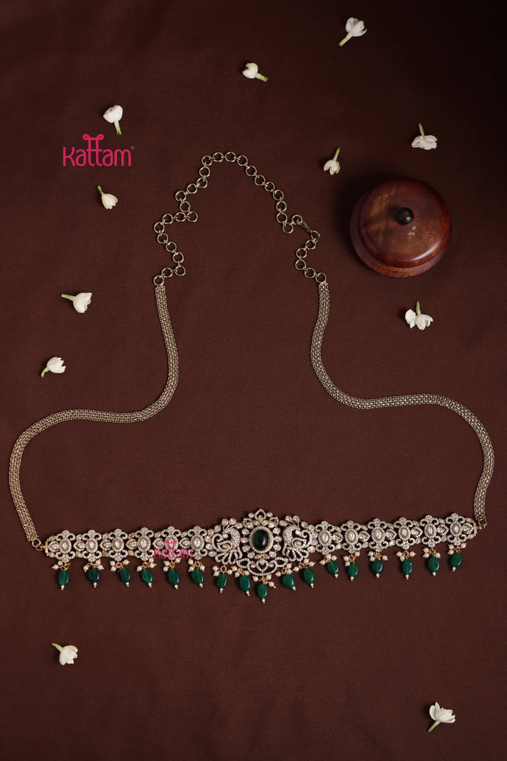 Mabel - Victorian Peacock Green Hipchain - HB185