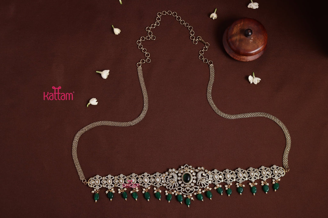 Mabel - Victorian Peacock Green Hipchain - HB185