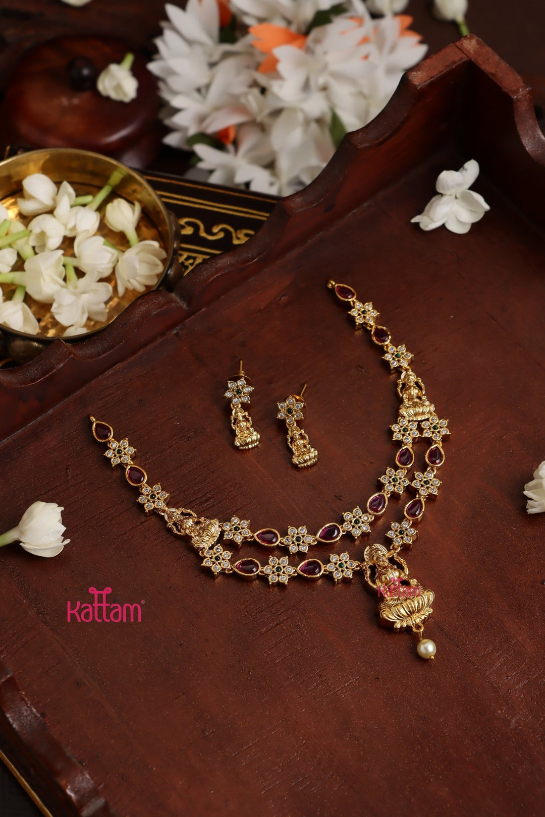 Mahalakshmi - Flower MultiStone Necklace - N3828