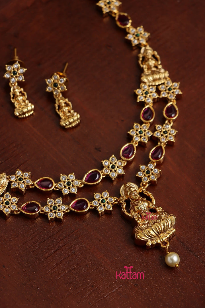 Mahalakshmi - Flower MultiStone Necklace - N3828