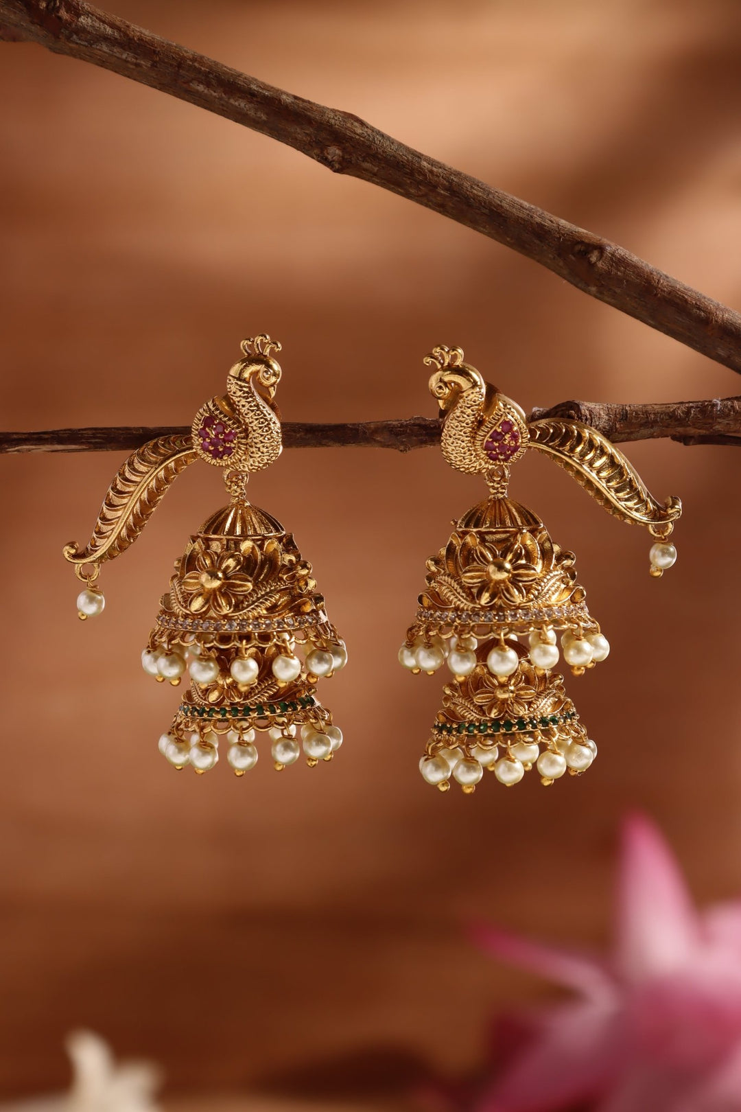 Mahati - Peacock Layered Jhumka - E1522