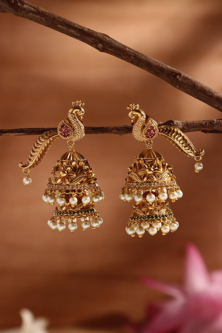 Mahati - Peacock Layered Jhumka - E1522