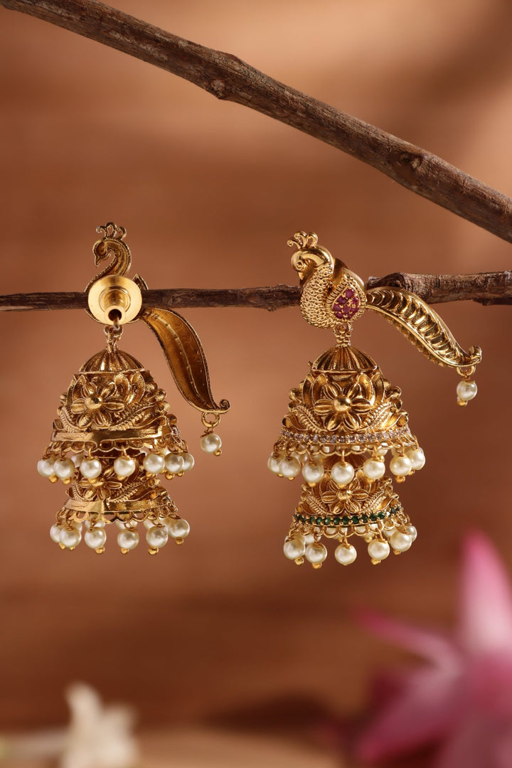 Mahati - Peacock Layered Jhumka - E1522
