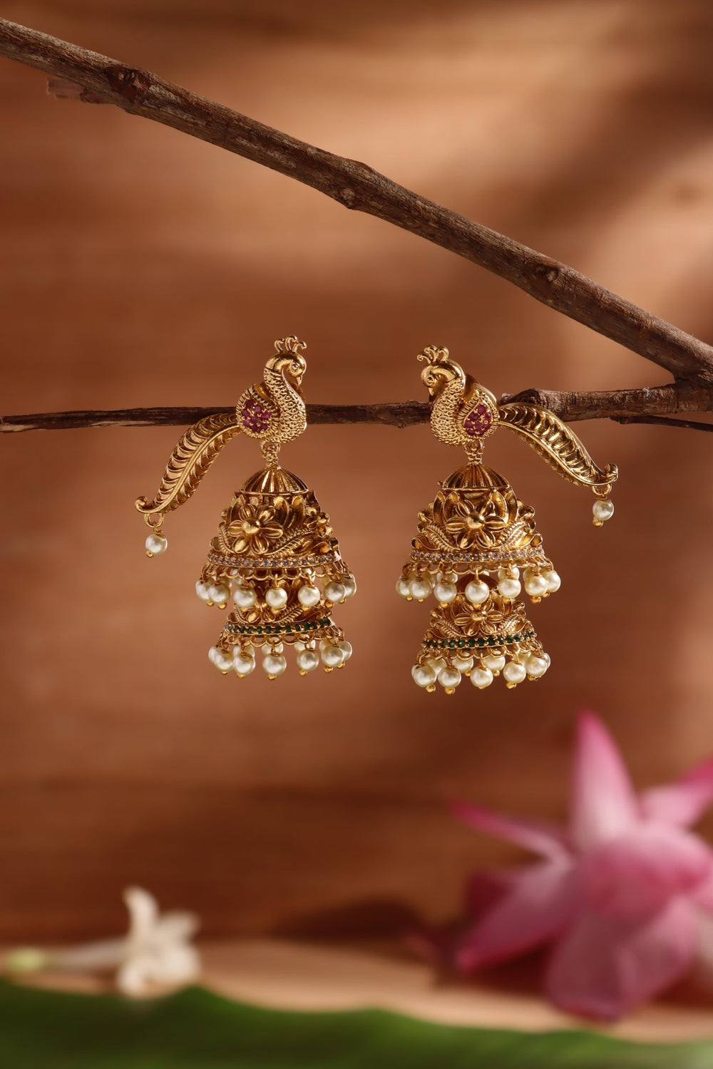 Mahati - Peacock Layered Jhumka - E1522