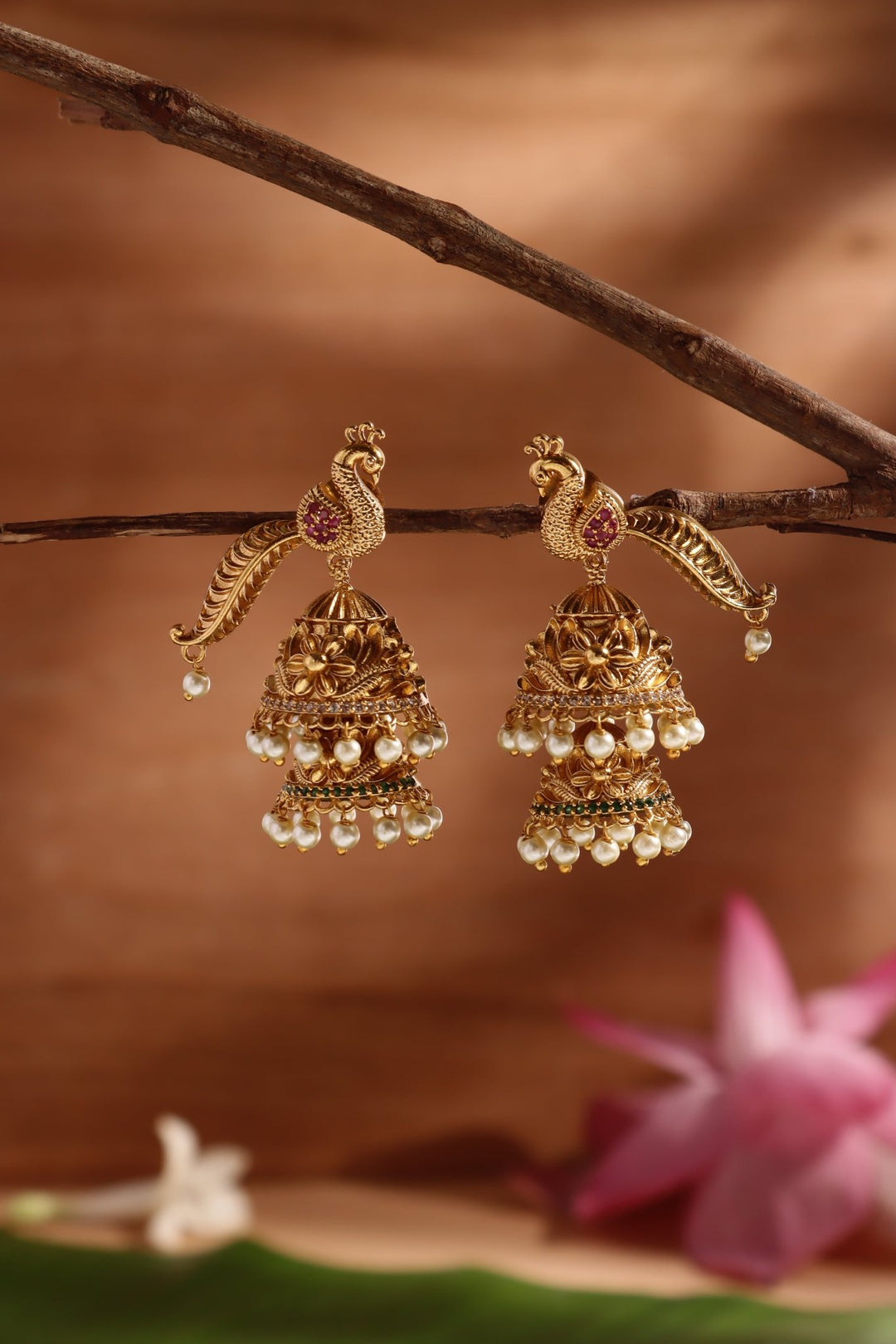 Mahati - Peacock Layered Jhumka - E1522