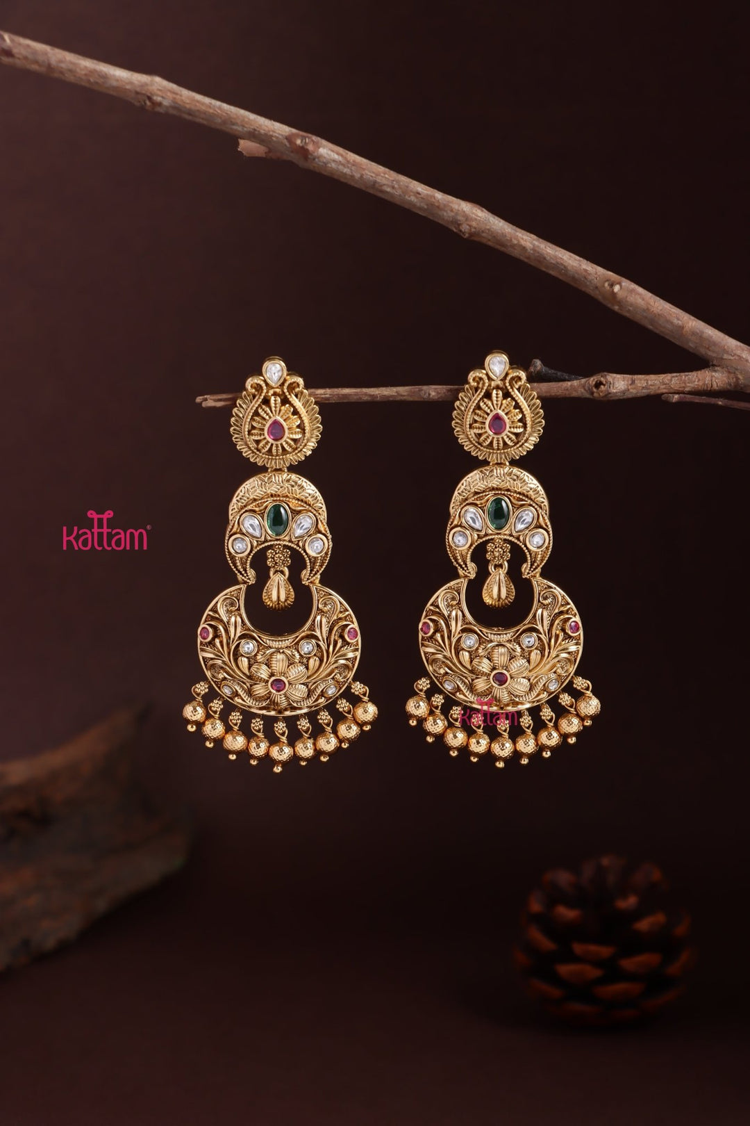Matte Chandbali Thilak Statement Earring - E1258