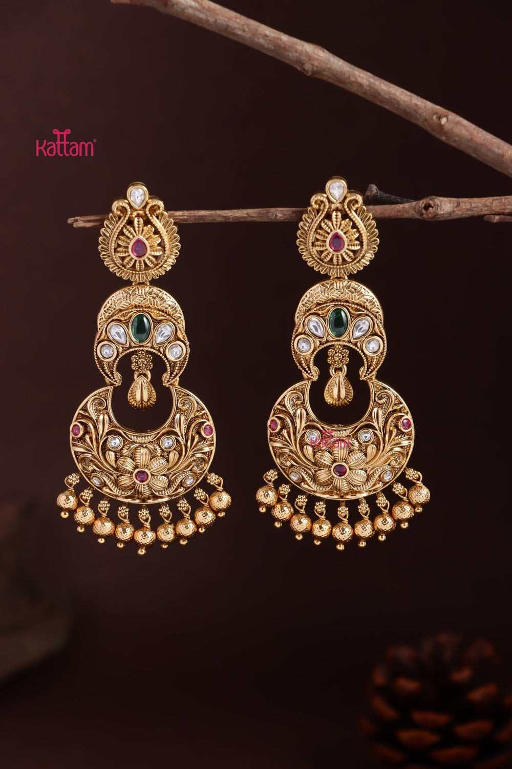 Matte Chandbali Thilak Statement Earring - E1258