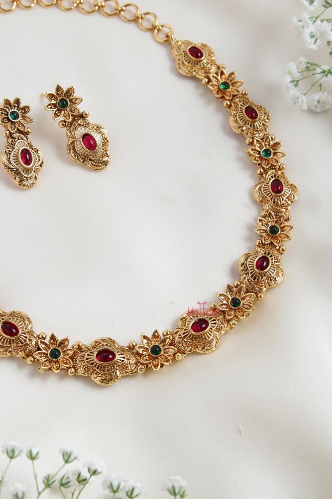 Matte Floral Choker - N2492