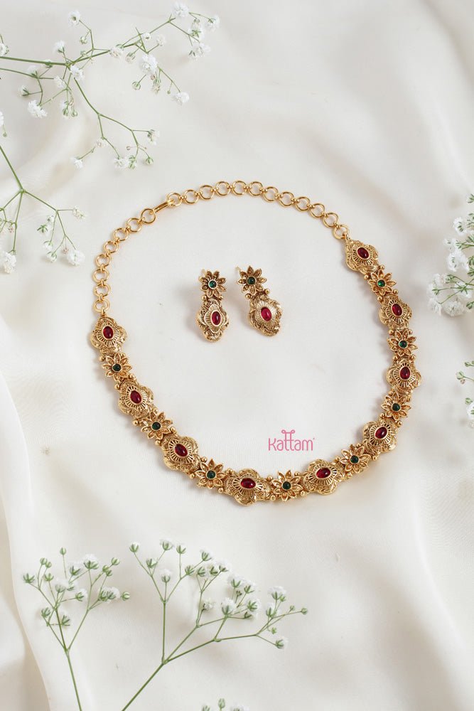 Matte Floral Choker - N2492