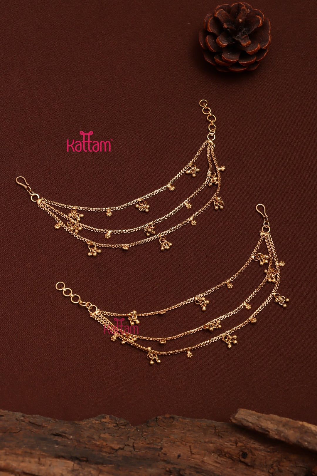 Matte Gold Drop Earchain - EC051