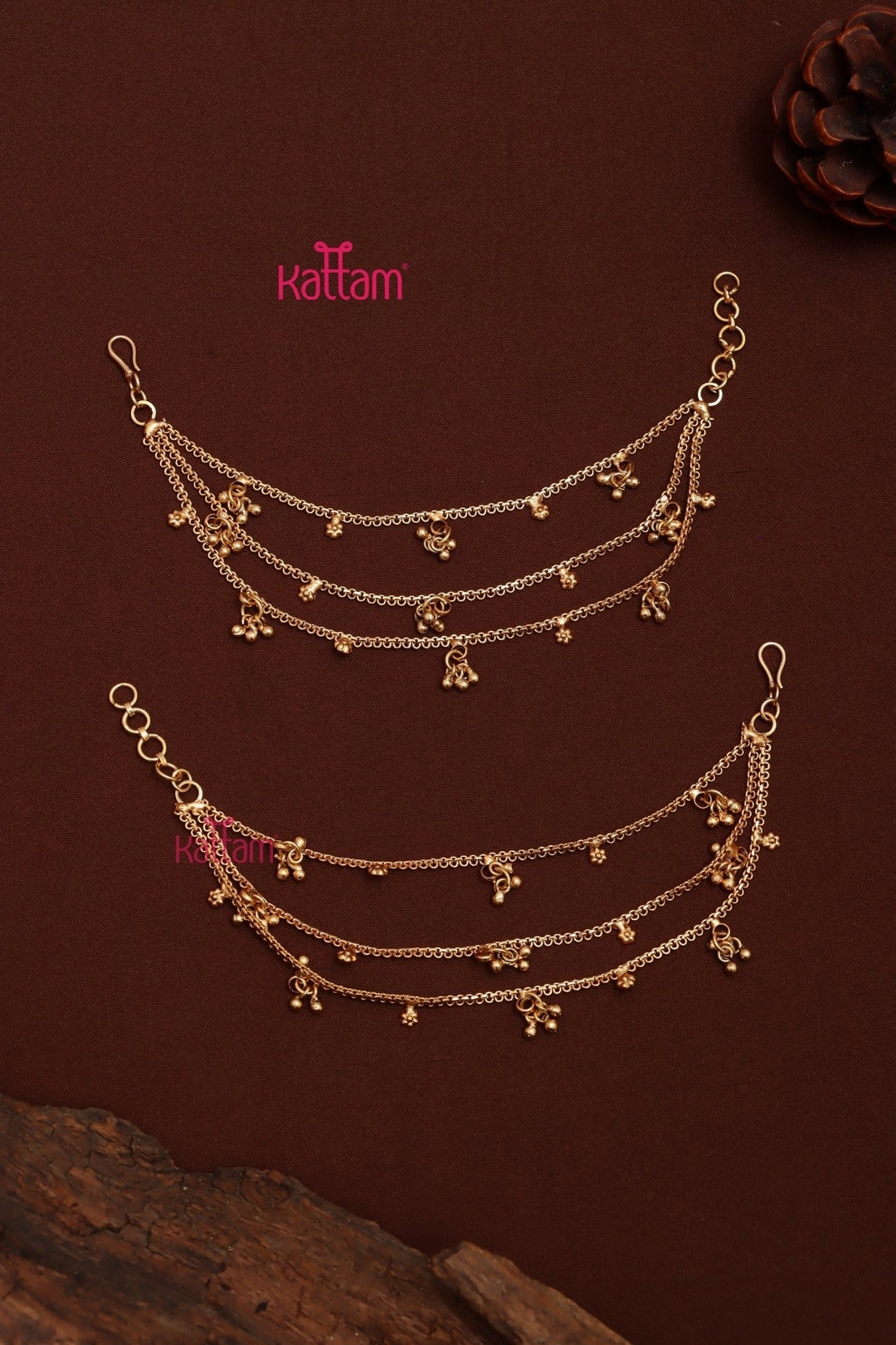 Matte Gold Drop Earchain - EC051