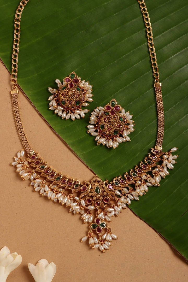 Matte Mayil Peacock Pearl Choker - N4081