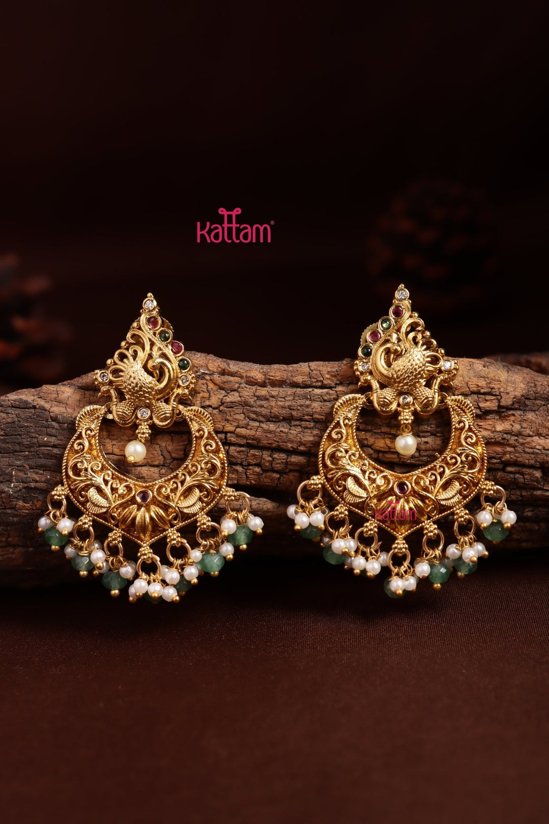 Matte Peacock Beaded Drop Earring - E1360