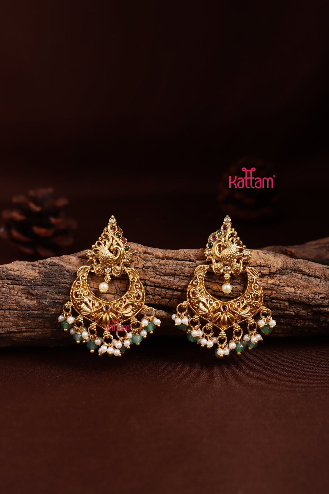 Matte Peacock Beaded Drop Earring - E1360