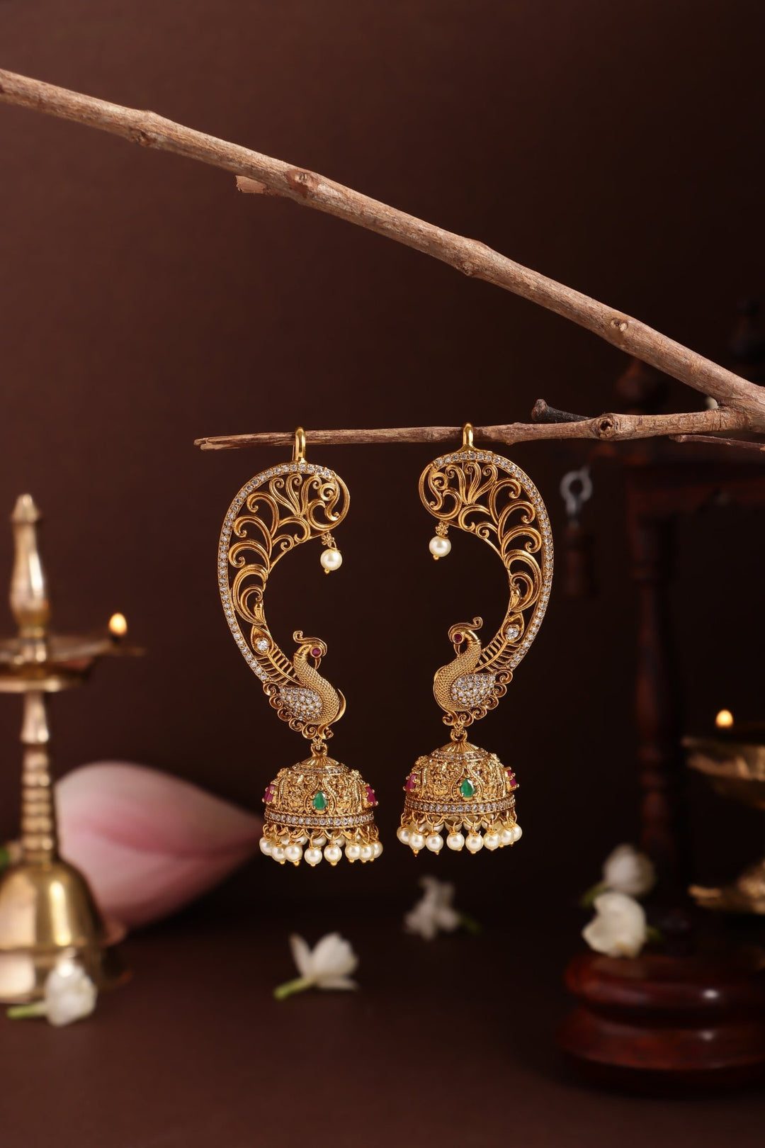 Matte Peacock Earcuff Jhumka - E1282