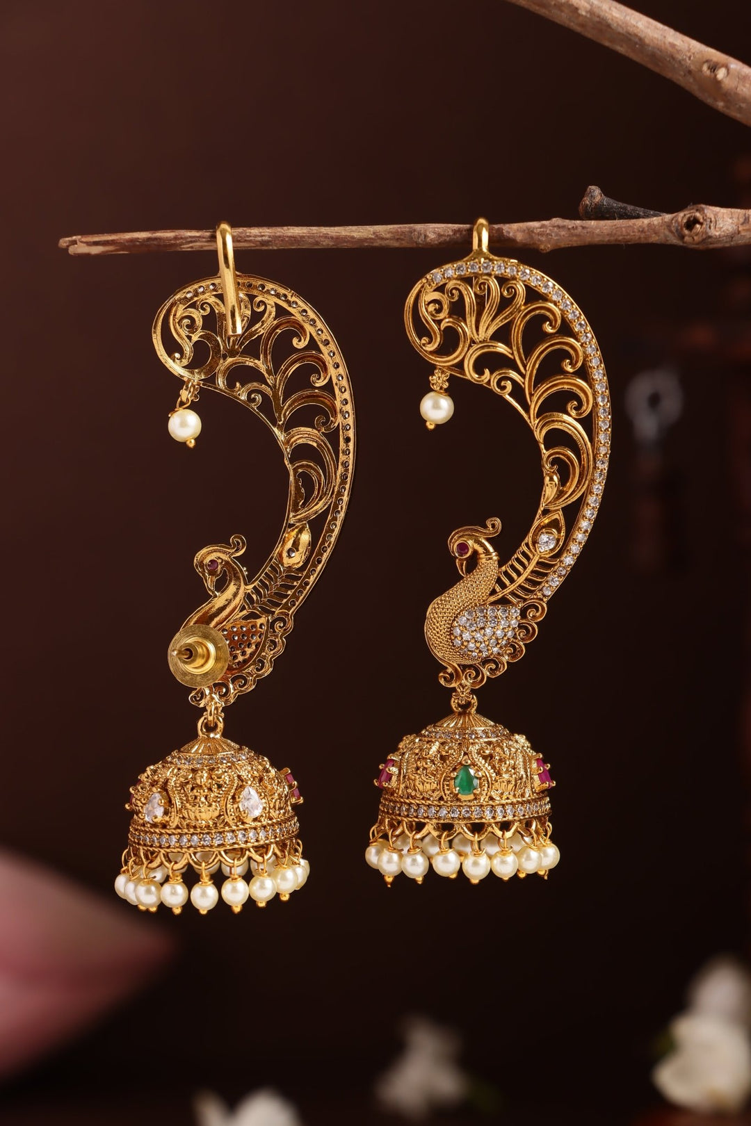 Matte Peacock Earcuff Jhumka - E1282