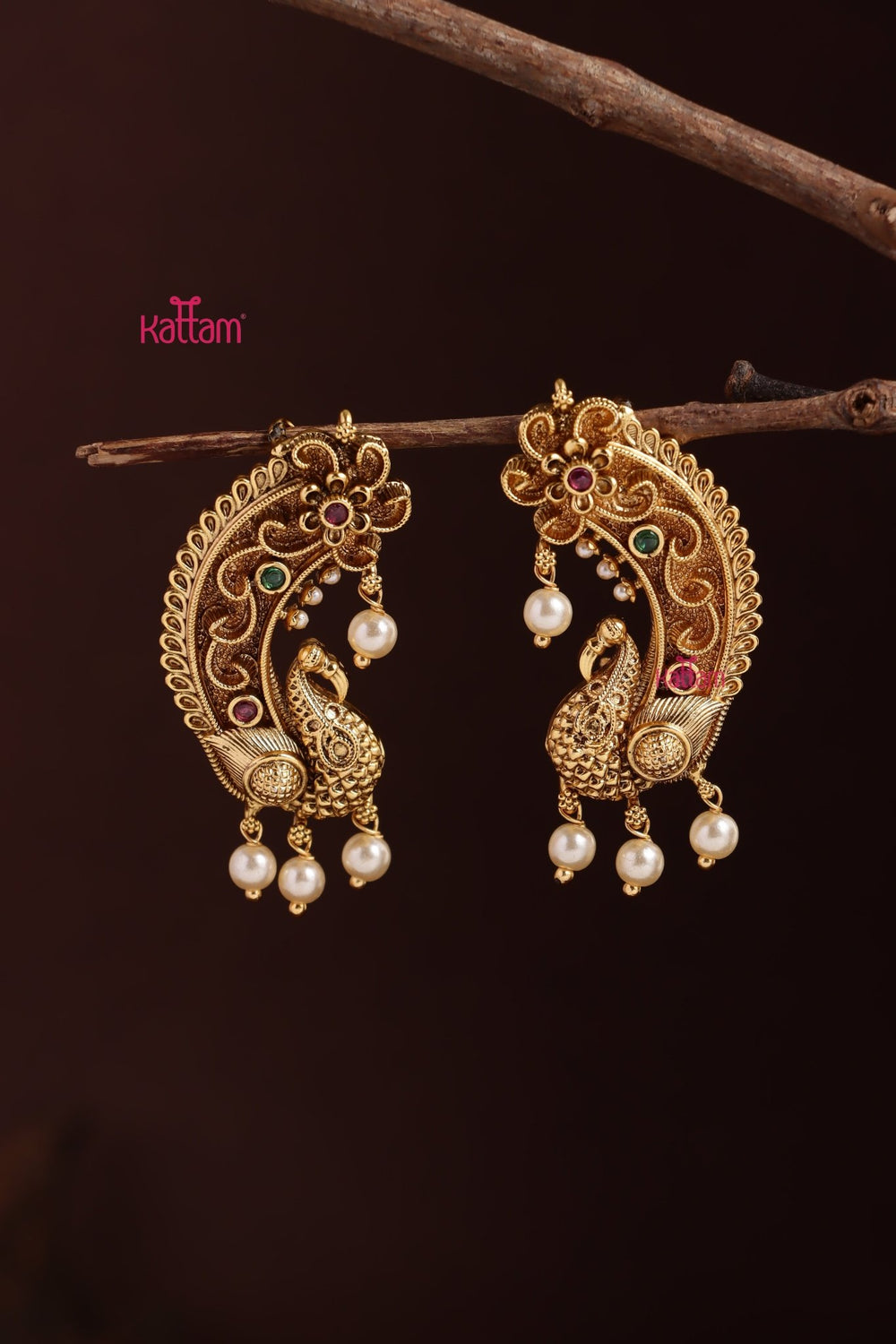 Matte Peacock Flourish Jhumka - E1254