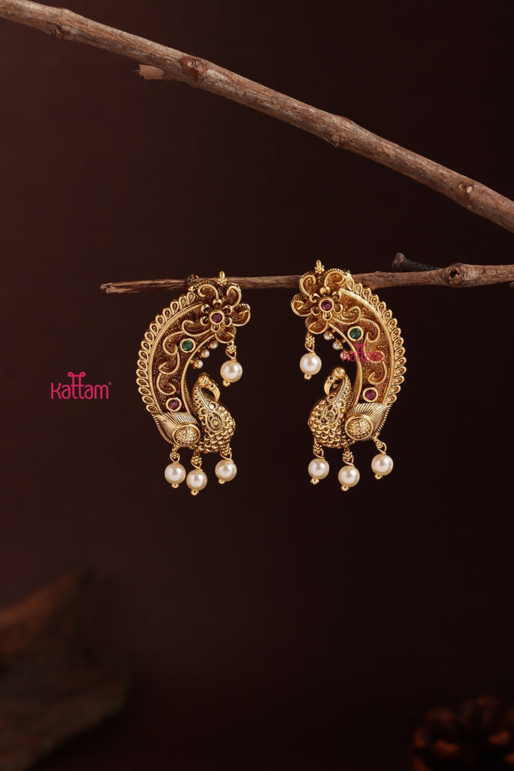 Matte Peacock Flourish Jhumka - E1254