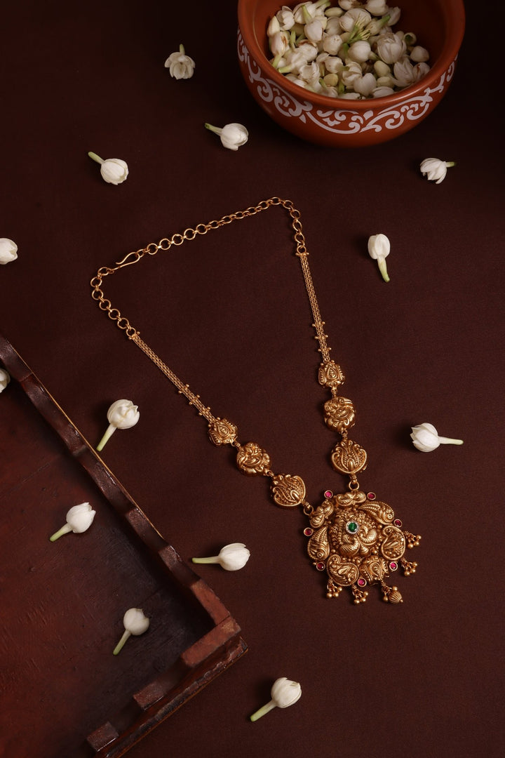Matte Peacock Motif Necklace - N4120