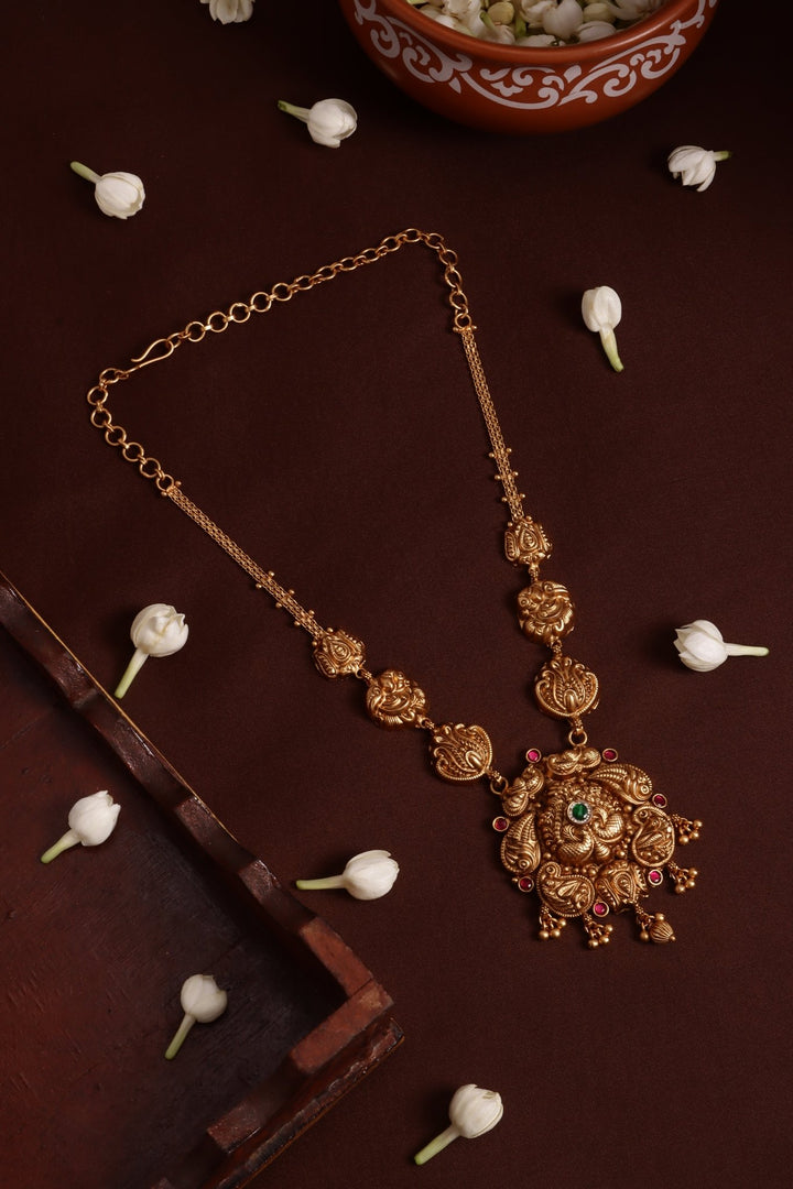 Matte Peacock Motif Necklace - N4120