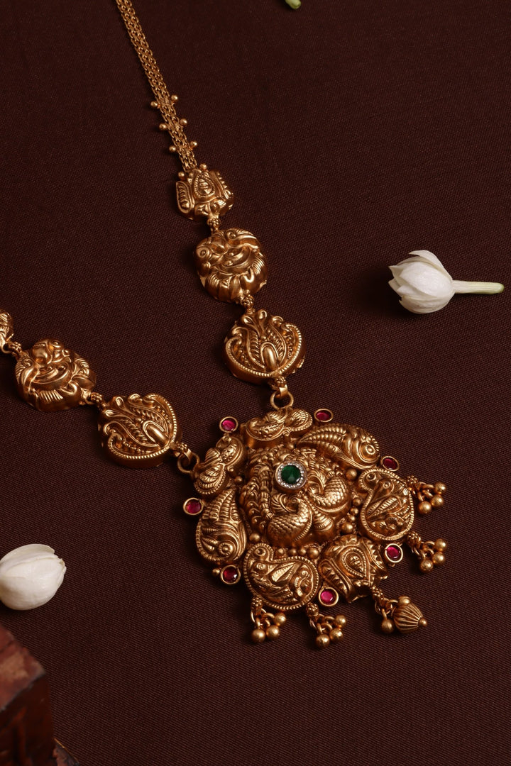 Matte Peacock Motif Necklace - N4120
