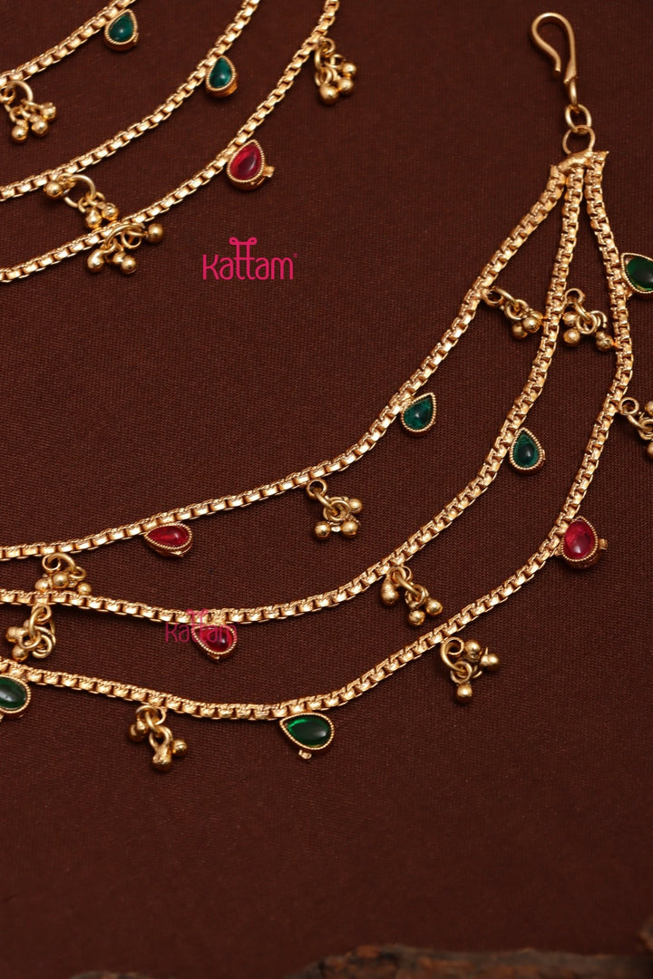 Matte Rubygreen Drop Earchain - EC050