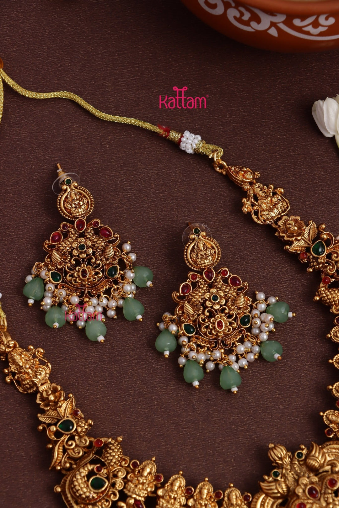Mattegold Peacock Bridal Necklace - N3690