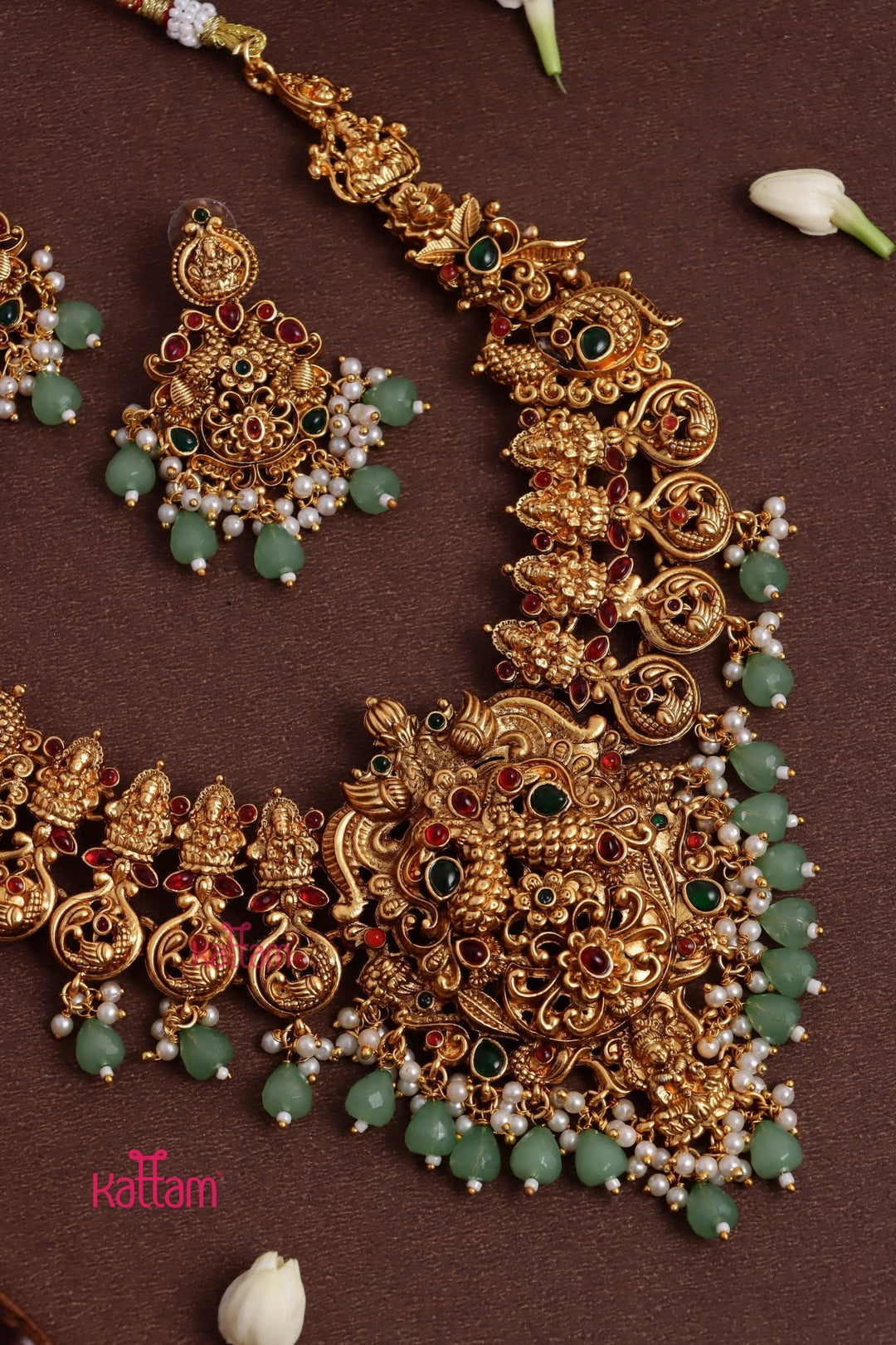 Mattegold Peacock Bridal Necklace - N3690