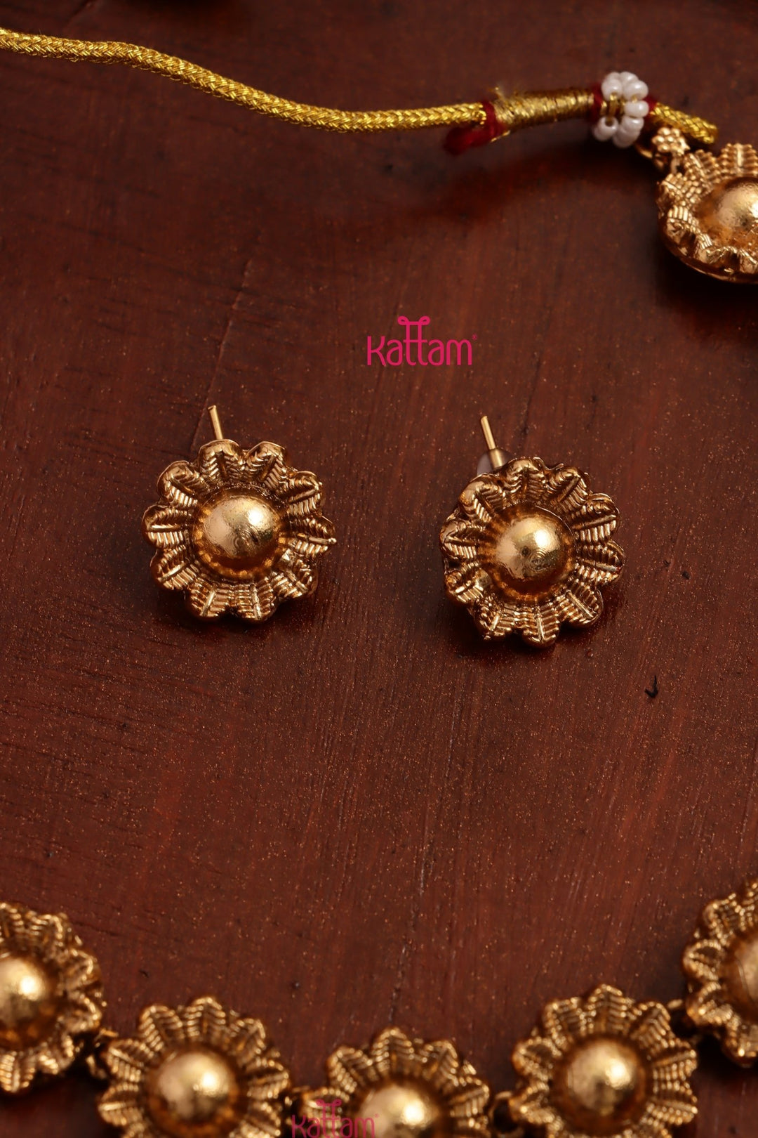 MatteGold Sunflower Choker Set - N3684