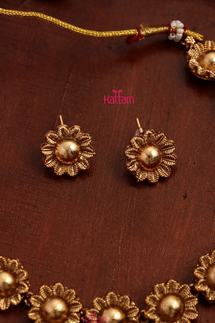 MatteGold Sunflower Choker Set - N3684