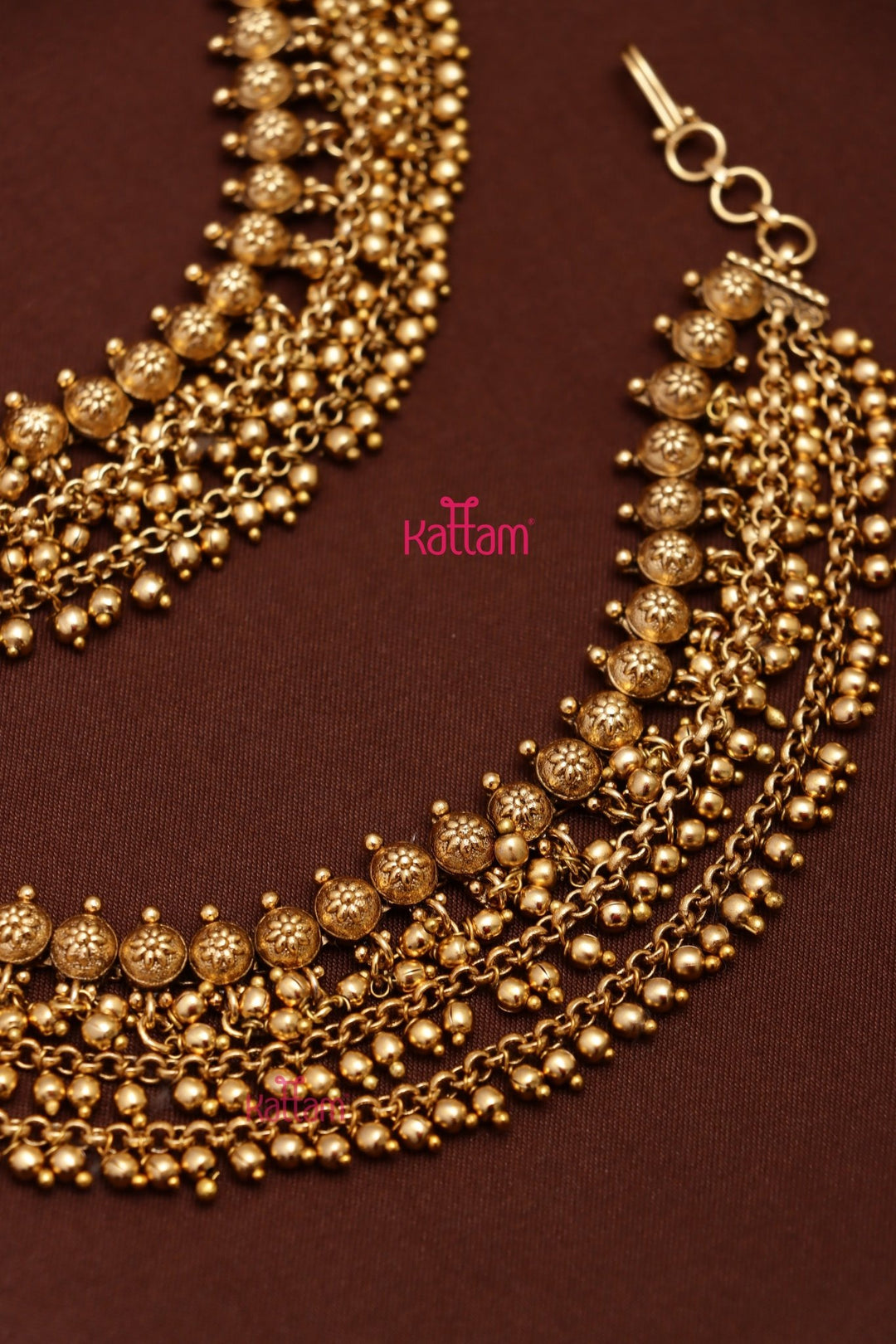 MatteGold Triple Layer Beaded Ear Chain - EC061