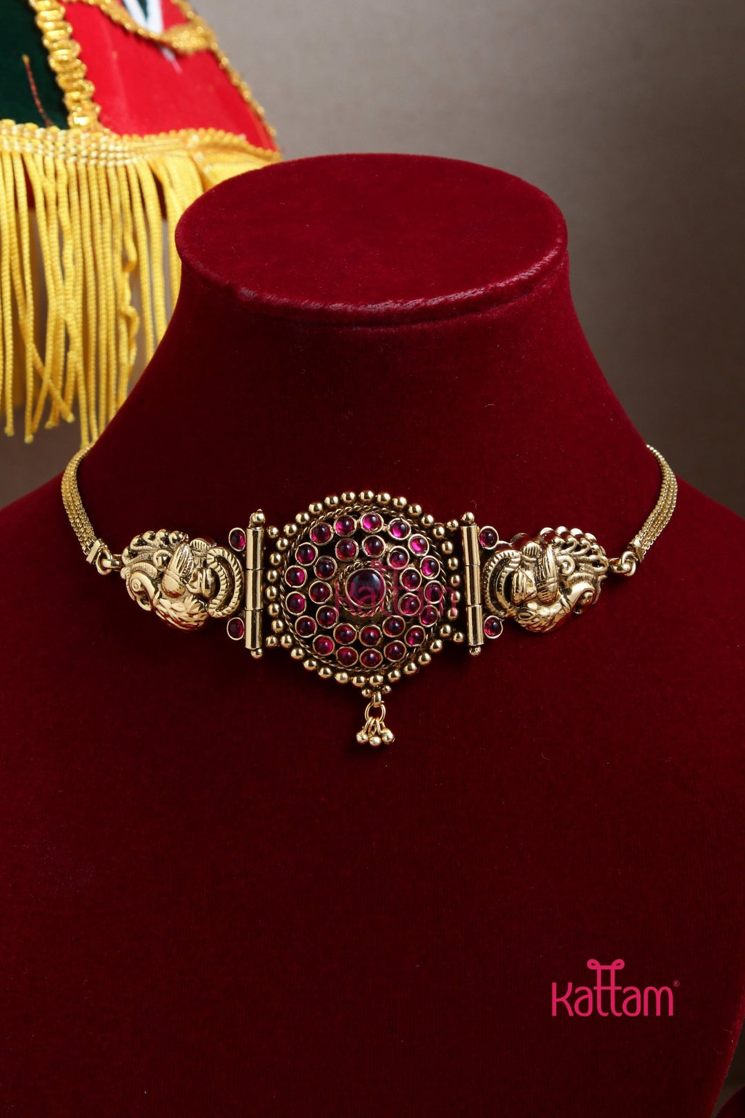 Mayil - Golden Peacock Ruby Choker - N3034