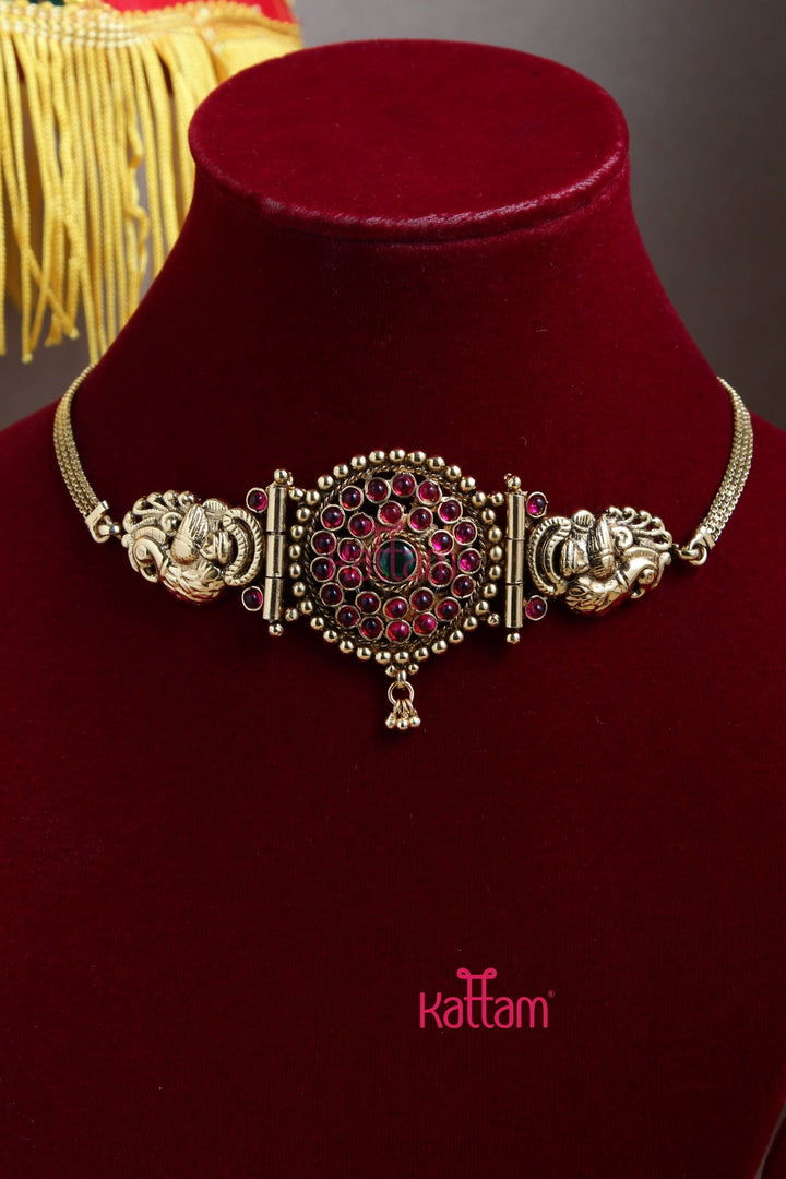 Mayil - Golden Peacock Rubygreen Choker - N3035