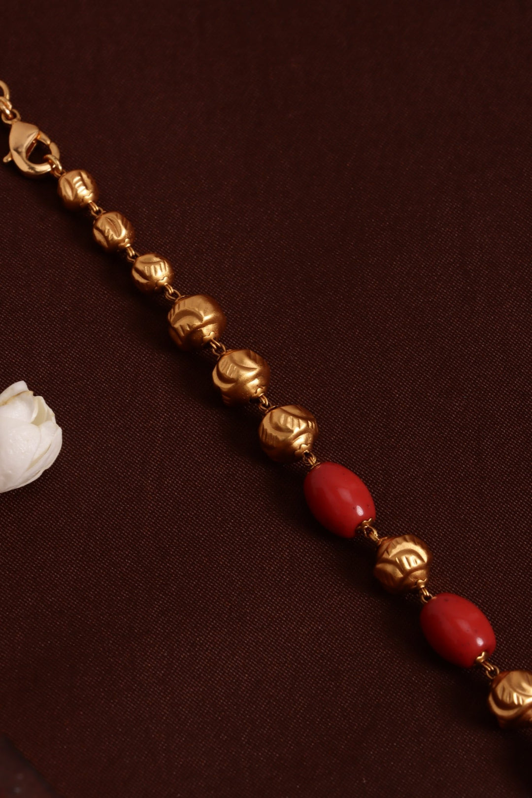 Mayil Pendant Ball Coral Chain ( No Earrings ) - N4115