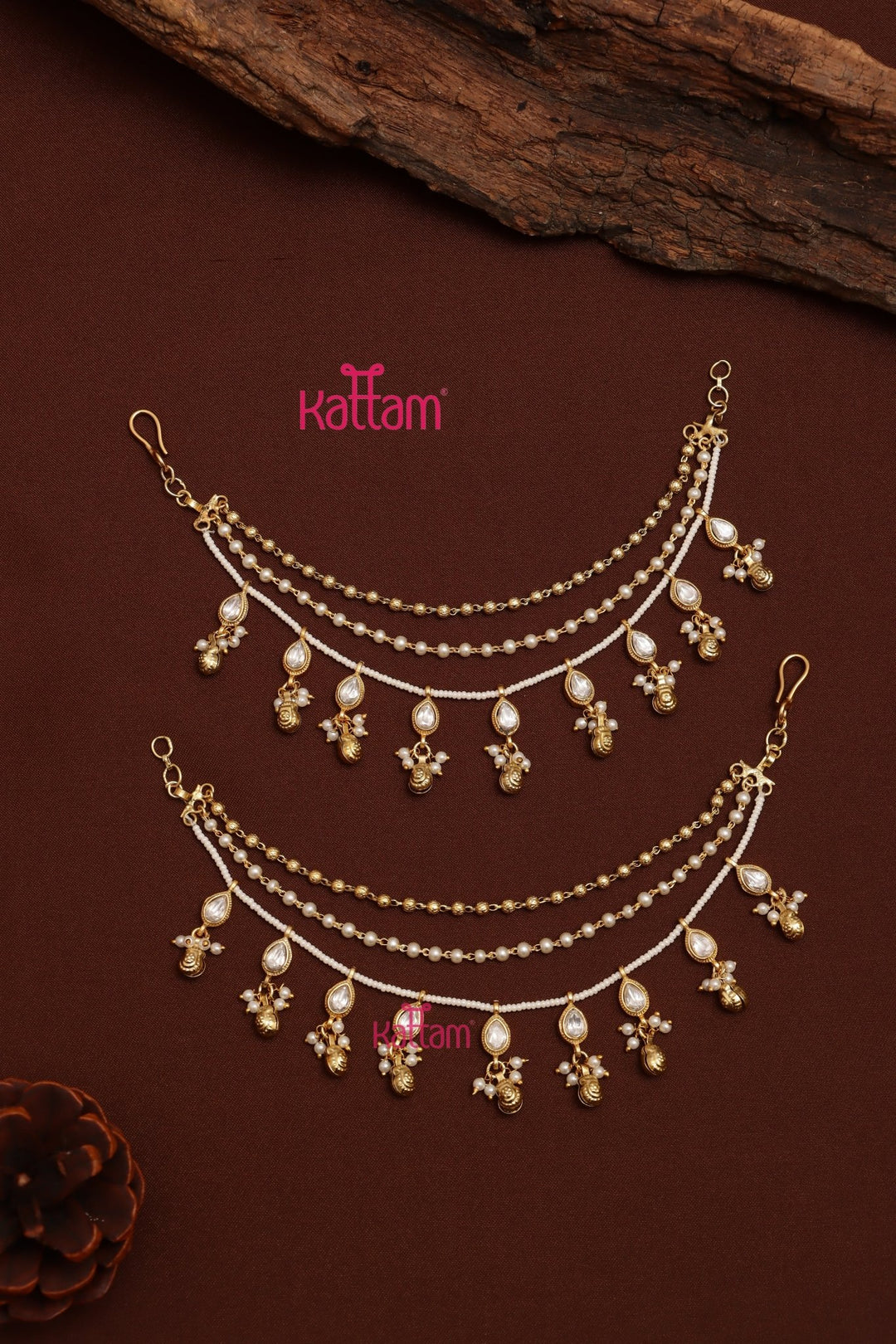 Meenakari Pearl Earchain - ECO72