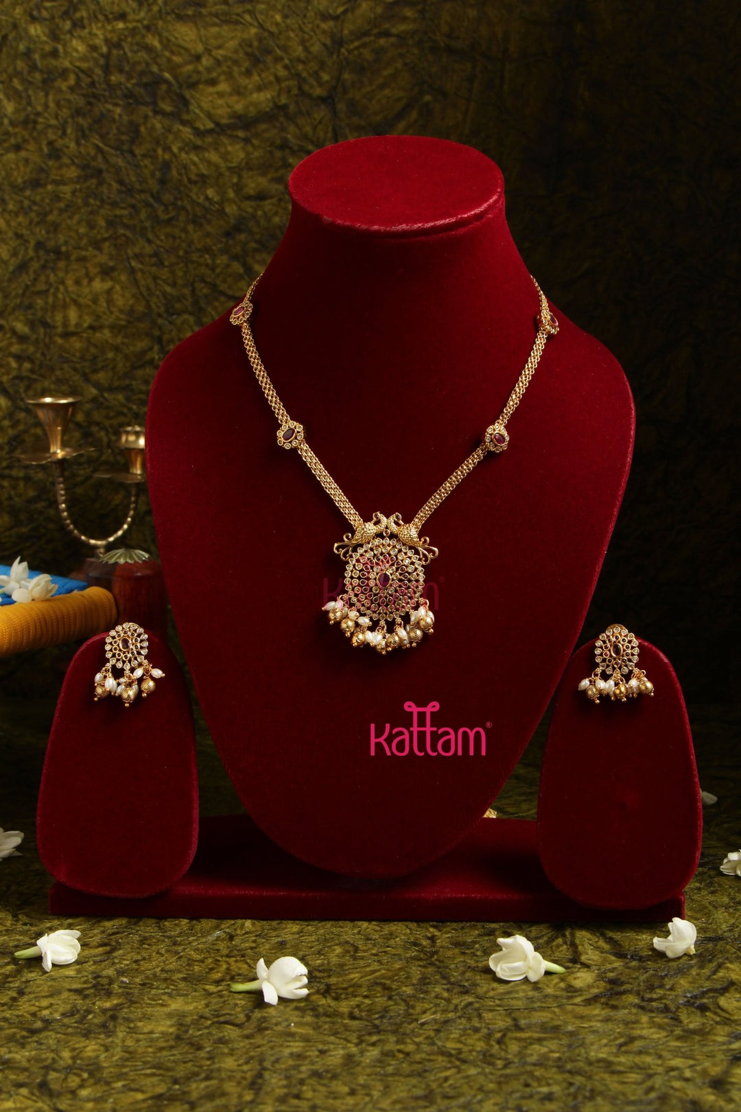 Meera - Peacock Ruby Necklace - N3015