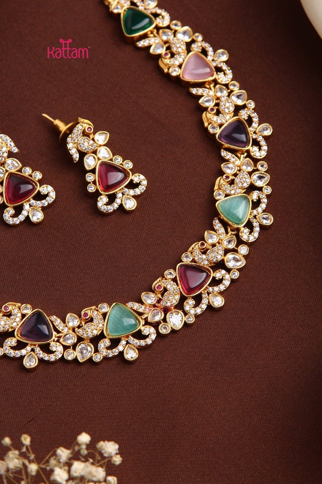 Megna - Peacock Multistone Choker - N3513
