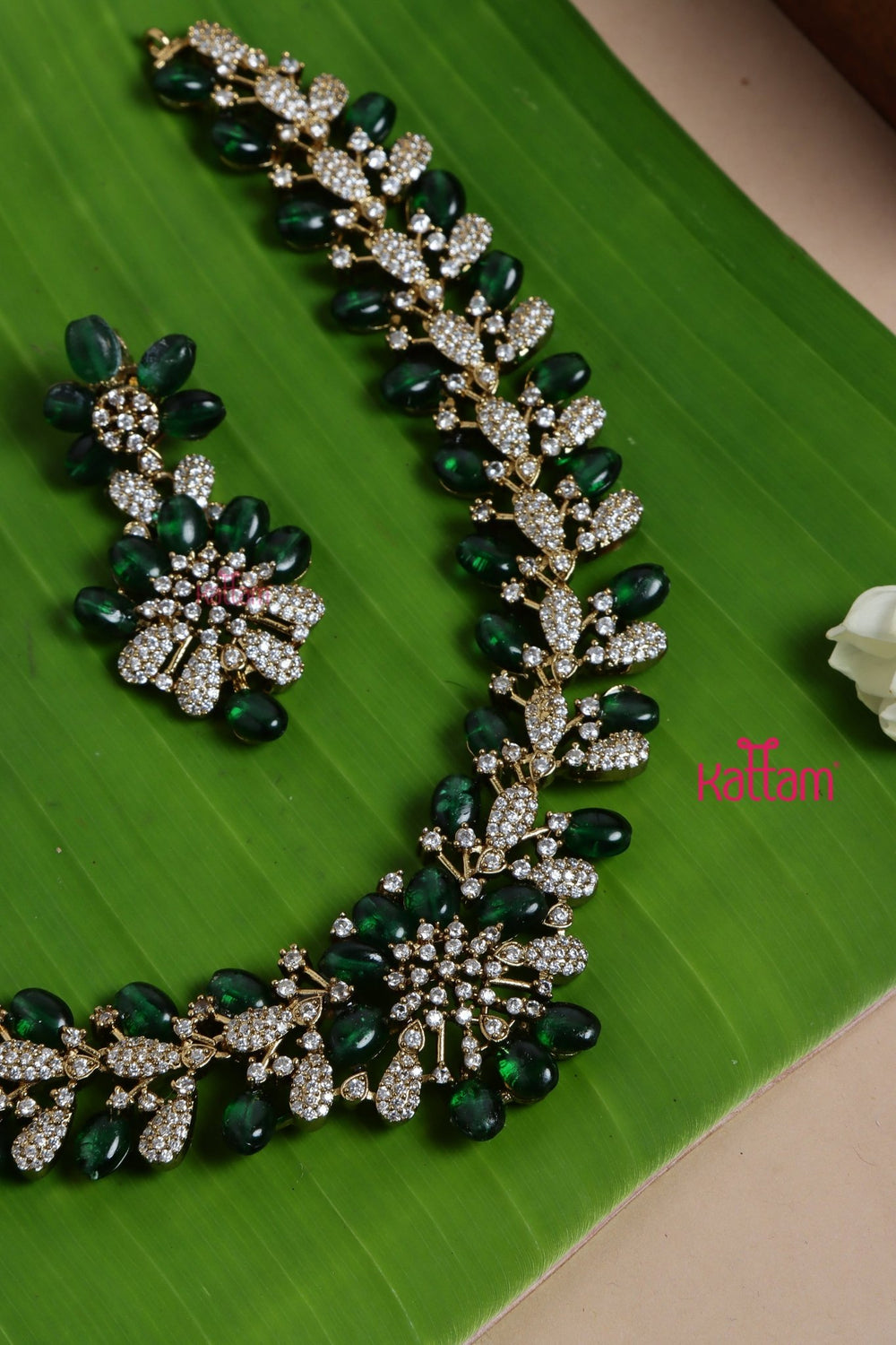 Mia - Green Pearl Bling Partywear Choker - N5150