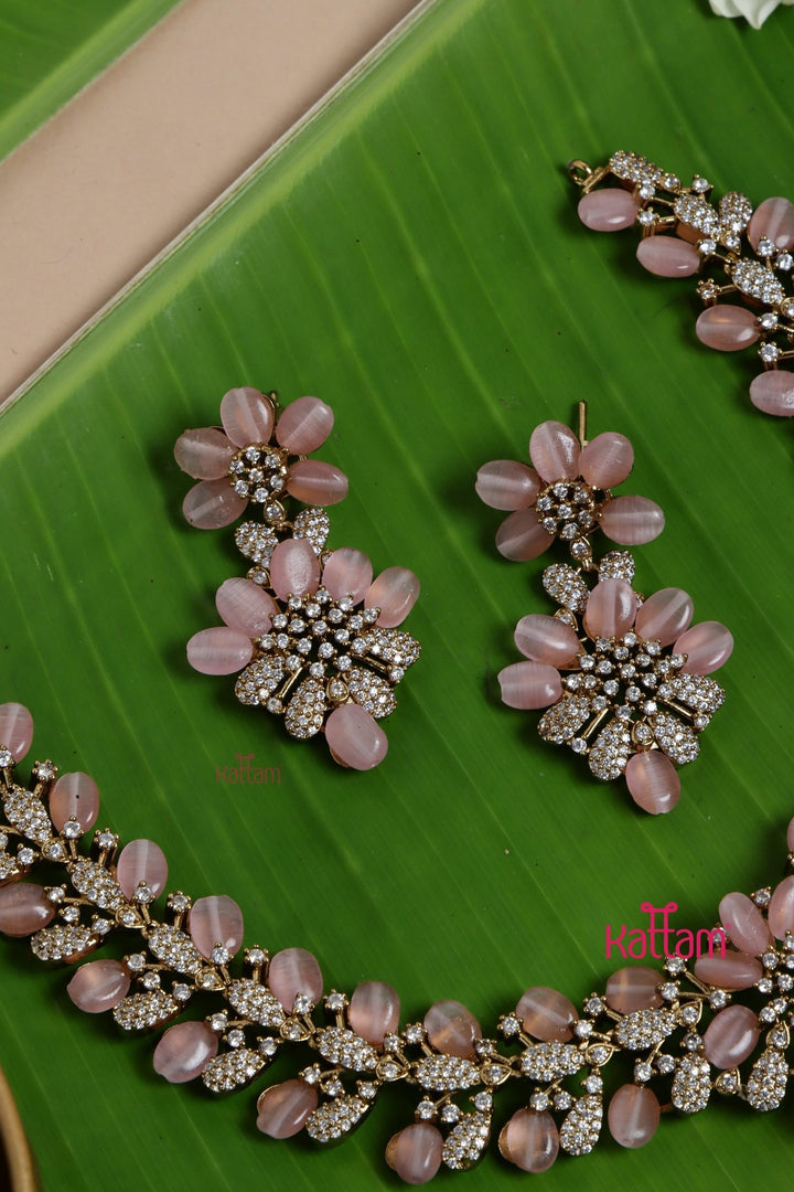 Mia - Pink Pearl Bling Partywear Choker - N5153