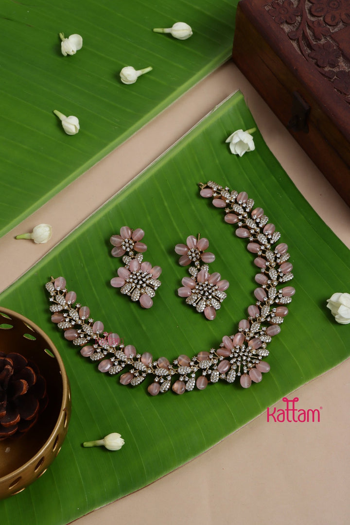 Mia - Pink Pearl Bling Partywear Choker - N5153