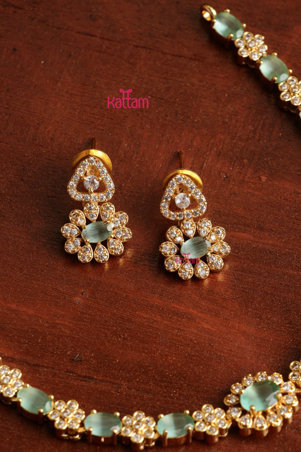 Mini Flower Stone Choker - PastelGreen - N5363