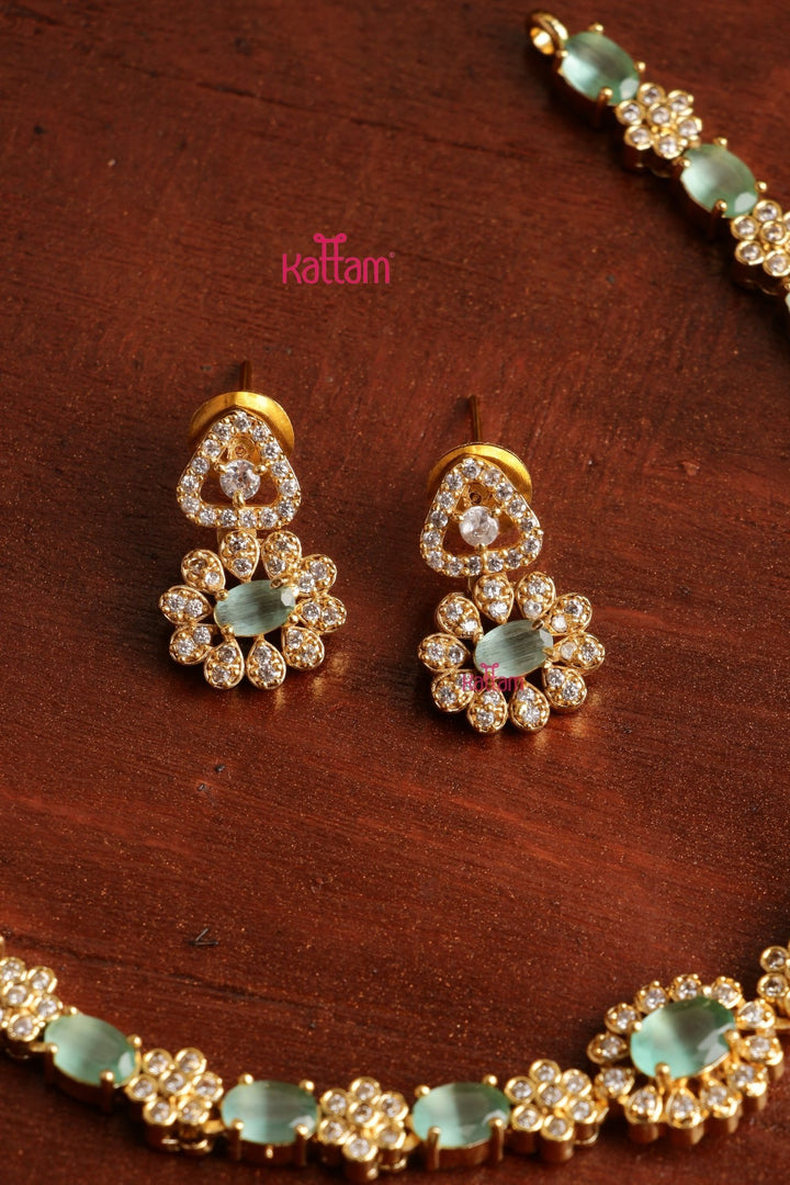 Mini Flower Stone Choker - PastelGreen - N5363